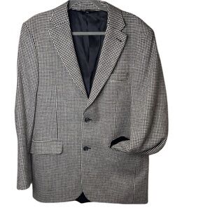 J. Peterman Men's 54R Houndstooth Wool/Cashmere Suit Jacket Sport Coat Blazer